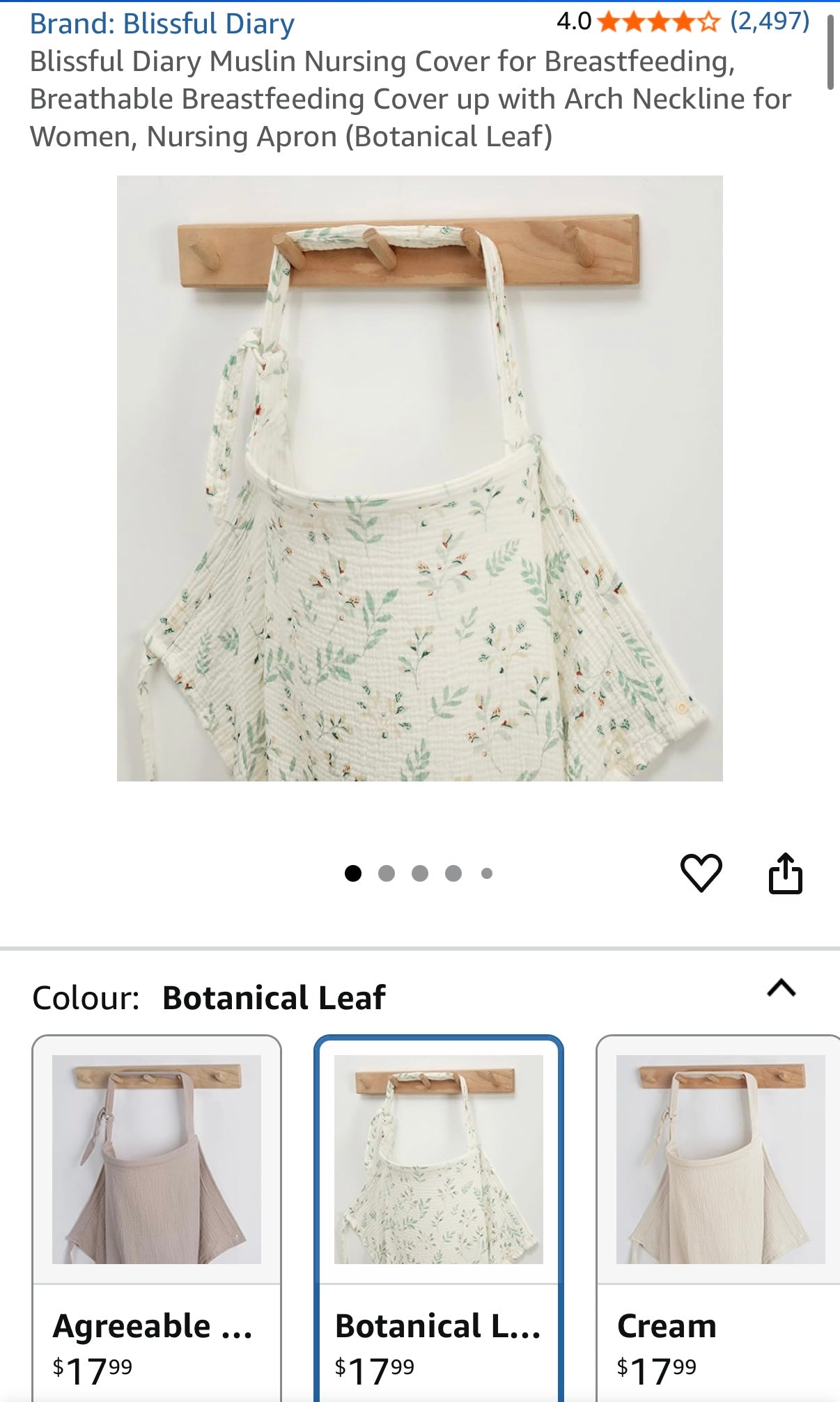 Blissful Diary Muslin Nursing Cover in Botanical Leaf