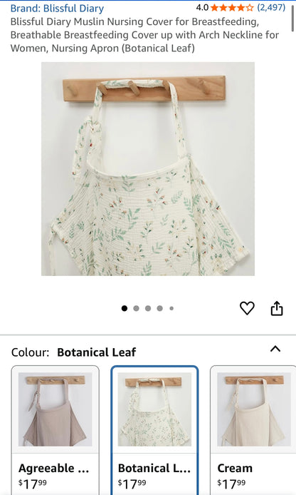 Blissful Diary Muslin Nursing Cover in Botanical Leaf