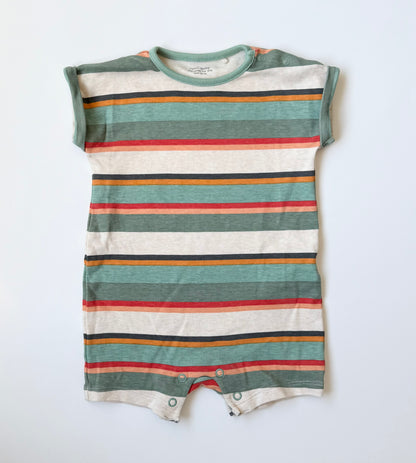 Next Baby Green/Red/Orange Stripped Romper (3-6 Months)