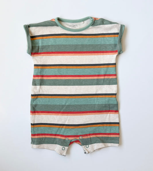 Next Baby Green/Red/Orange Stripped Romper (3-6 Months)