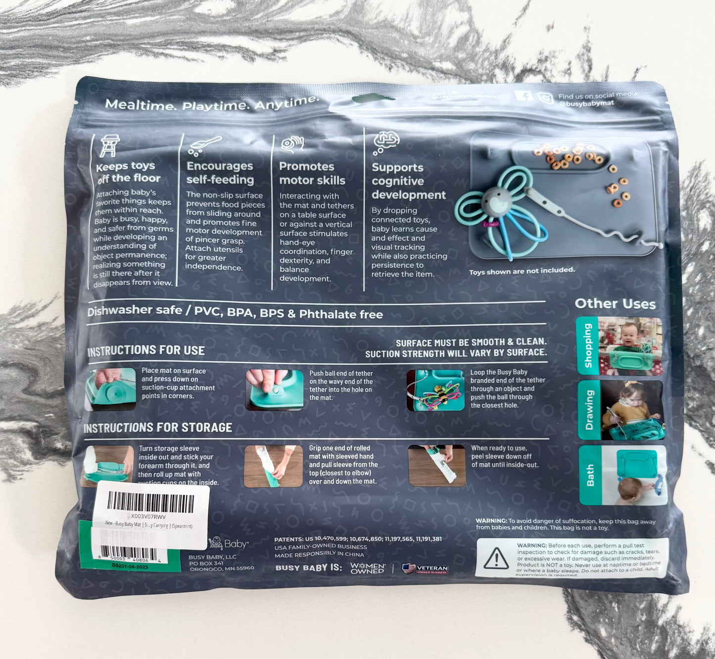 Busy Baby Placemat & Tether System in Spearmint - New