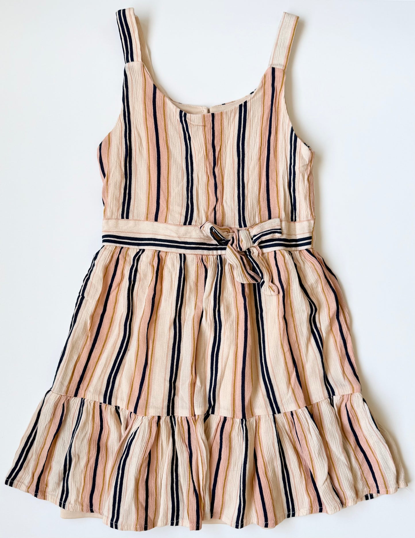 Zunie Navy & Peach Tank Flowy Dress (7-8 Years)