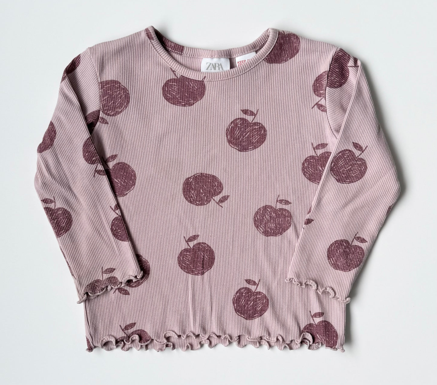 Zara Purple Ribbed Apples Long Sleeve & Leggings Set (12-18 Months)