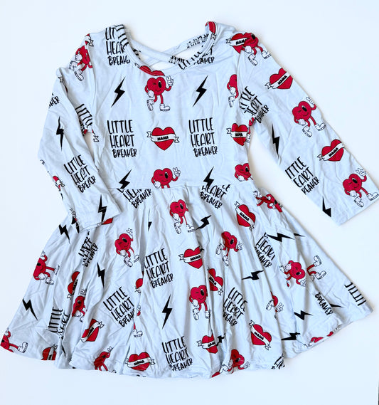 Little Beau Co White “Little Heart Breaker” Rebel Long Sleeve Dress (3T)
