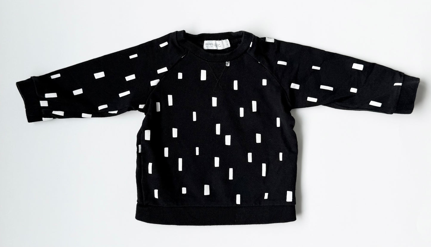 Miles the Label Black & White Lines Crewneck Sweater (6 Months)