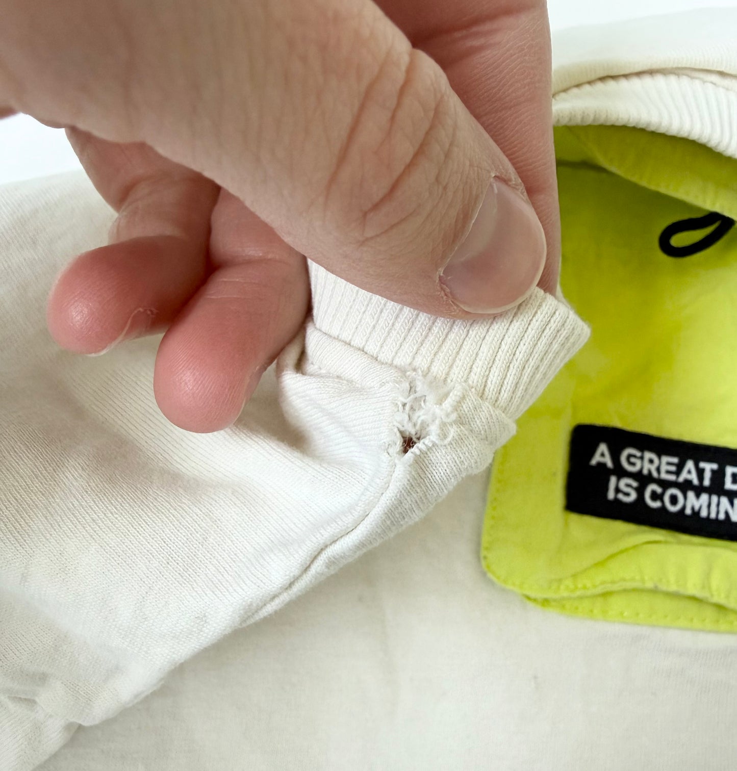 Zara White & Neon Pocket “A Great Day Is Coming” T-Shirt (9-12 Months)
