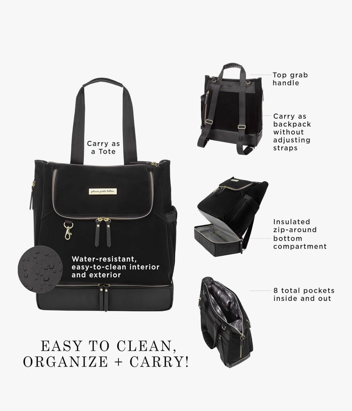 Petunia Pickle Bottom Pivot Backpack Diaper Bag in Twilight Black
