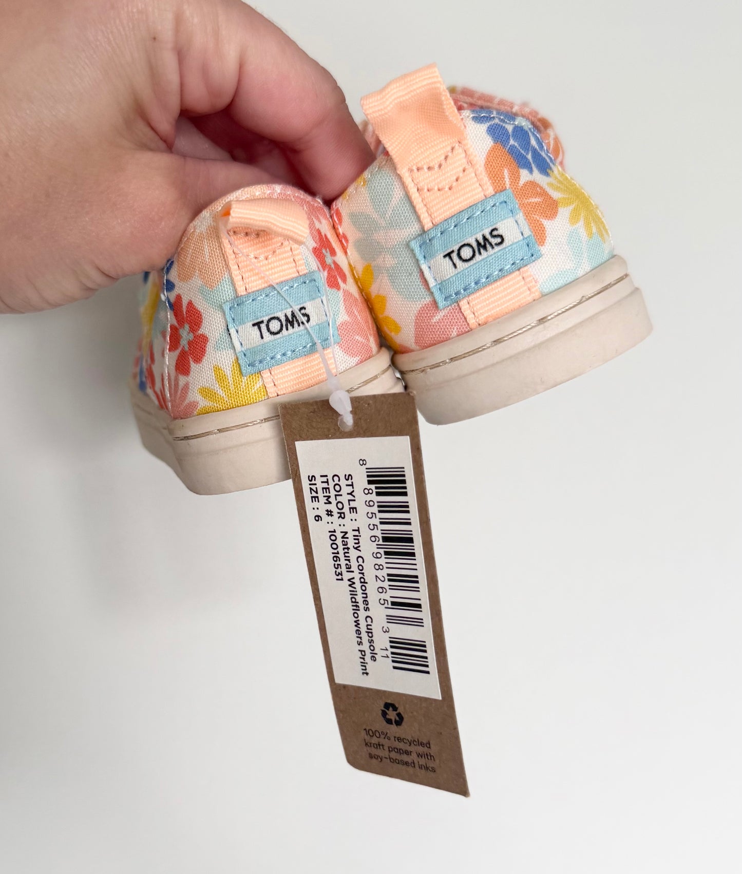 Toms Orange Tropical Floral Velcro Sneakers - New (6)