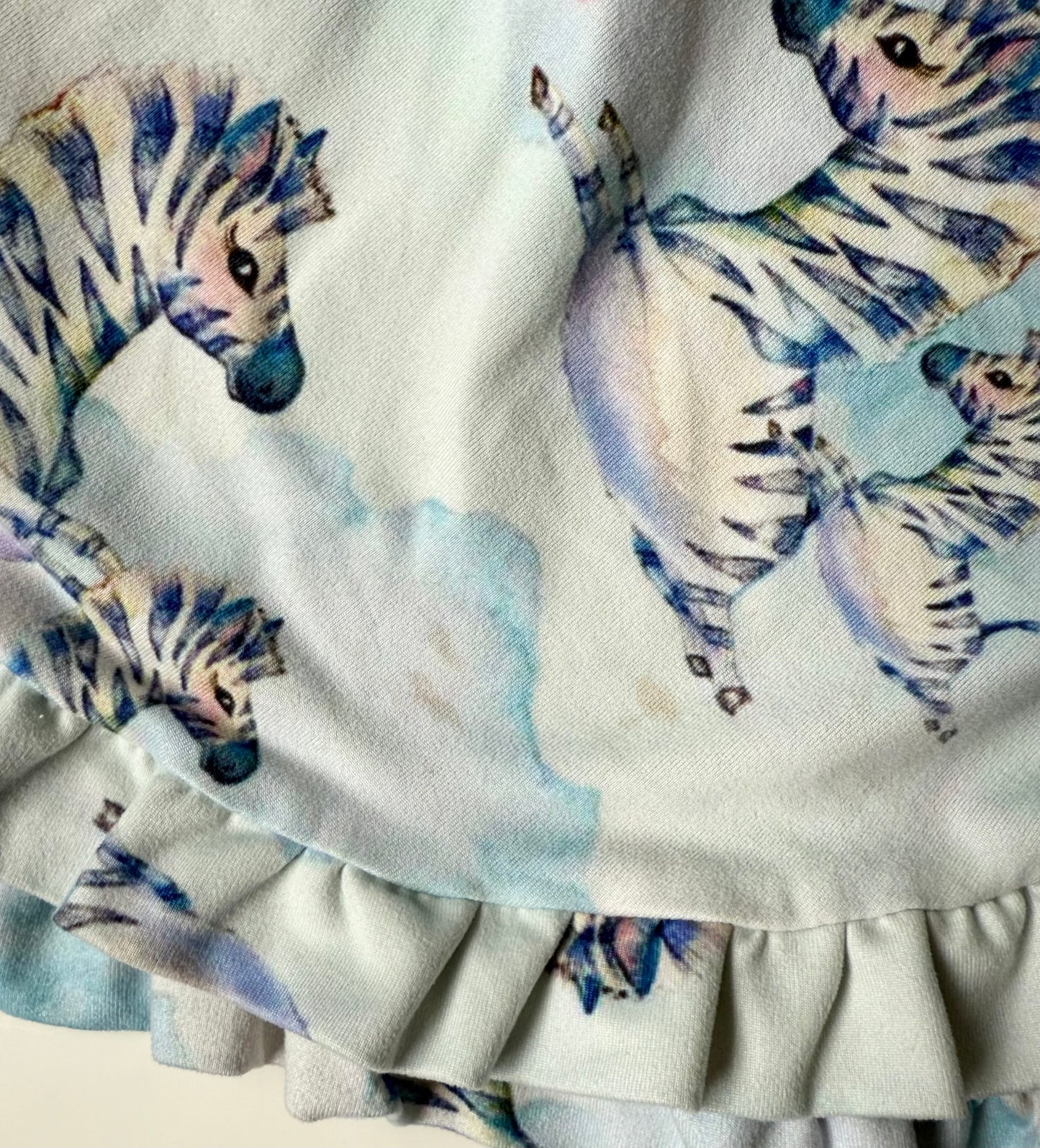 Cheeky Chickadee Blue Zebra Short Sleeve Dress (2T)
