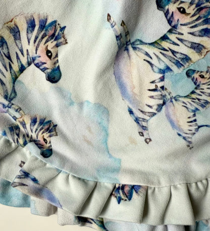 Cheeky Chickadee Blue Zebra Short Sleeve Dress (2T)