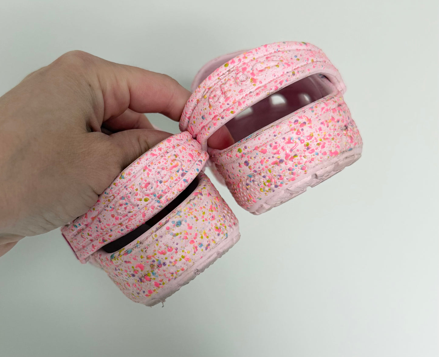 Crocs Pink Sprinkle Clogs With Fun Jibbitz Slip Ons (9/10C)