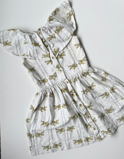 Kate Quinn White & Yellow Goldfish Ruffle Collared Dress (3T)