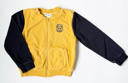 Miles the Label Navy & Yellow Terry Tiger Zip Up Sweater (4 Years)