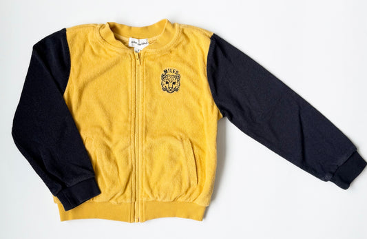 Miles the Label Navy & Yellow Terry Tiger Zip Up Sweater (4 Years)