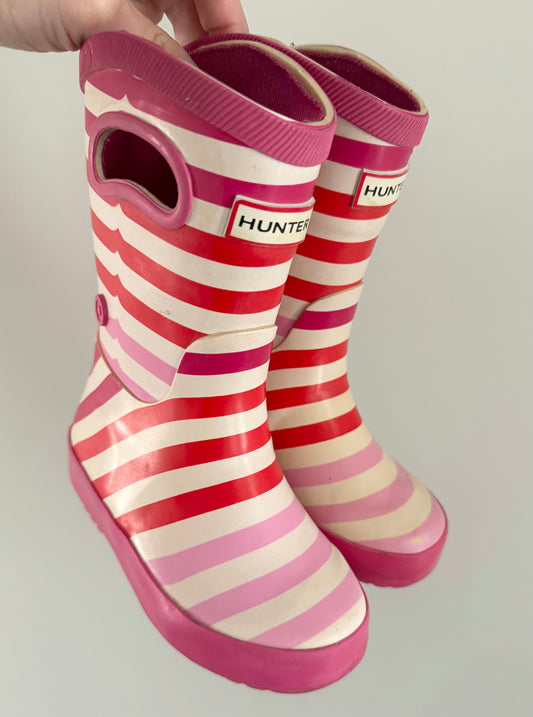 Hunter Pink Striped Rubber Boots (7)
