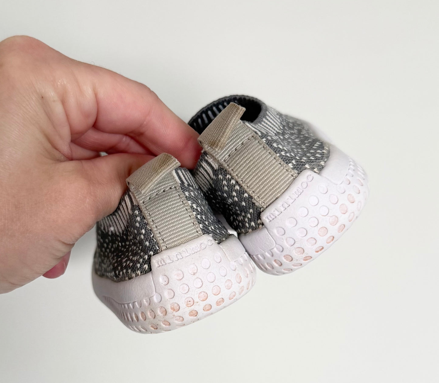 Minimoc Grey & White Knit Speckled Stretch Slip On Sneakers (5)
