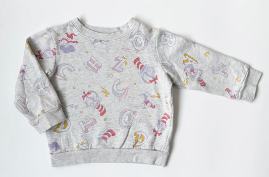 Dr.Seuss Light Grey Alphabet Cat in the Hat Sweater (2T)