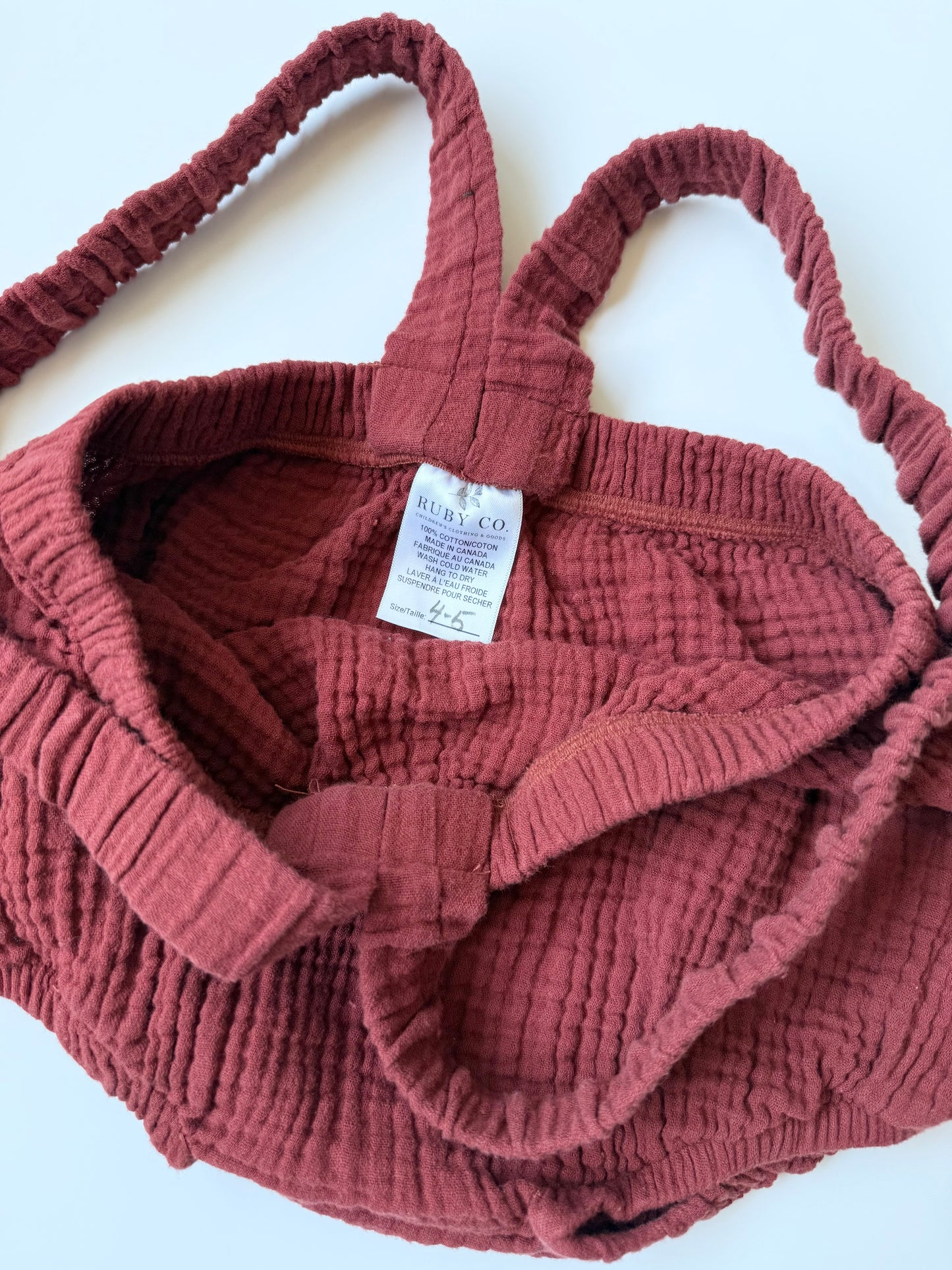 Ruby & Co Dark Red Muslin Suspenders Bubble Bloomers (4-5 Years)