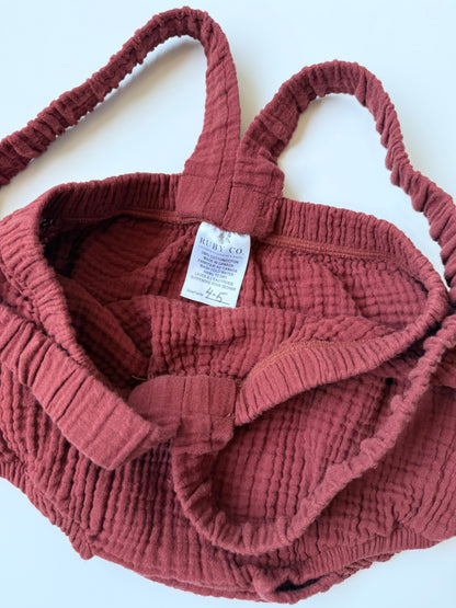 Ruby & Co Dark Red Muslin Suspenders Bubble Bloomers (4-5 Years)