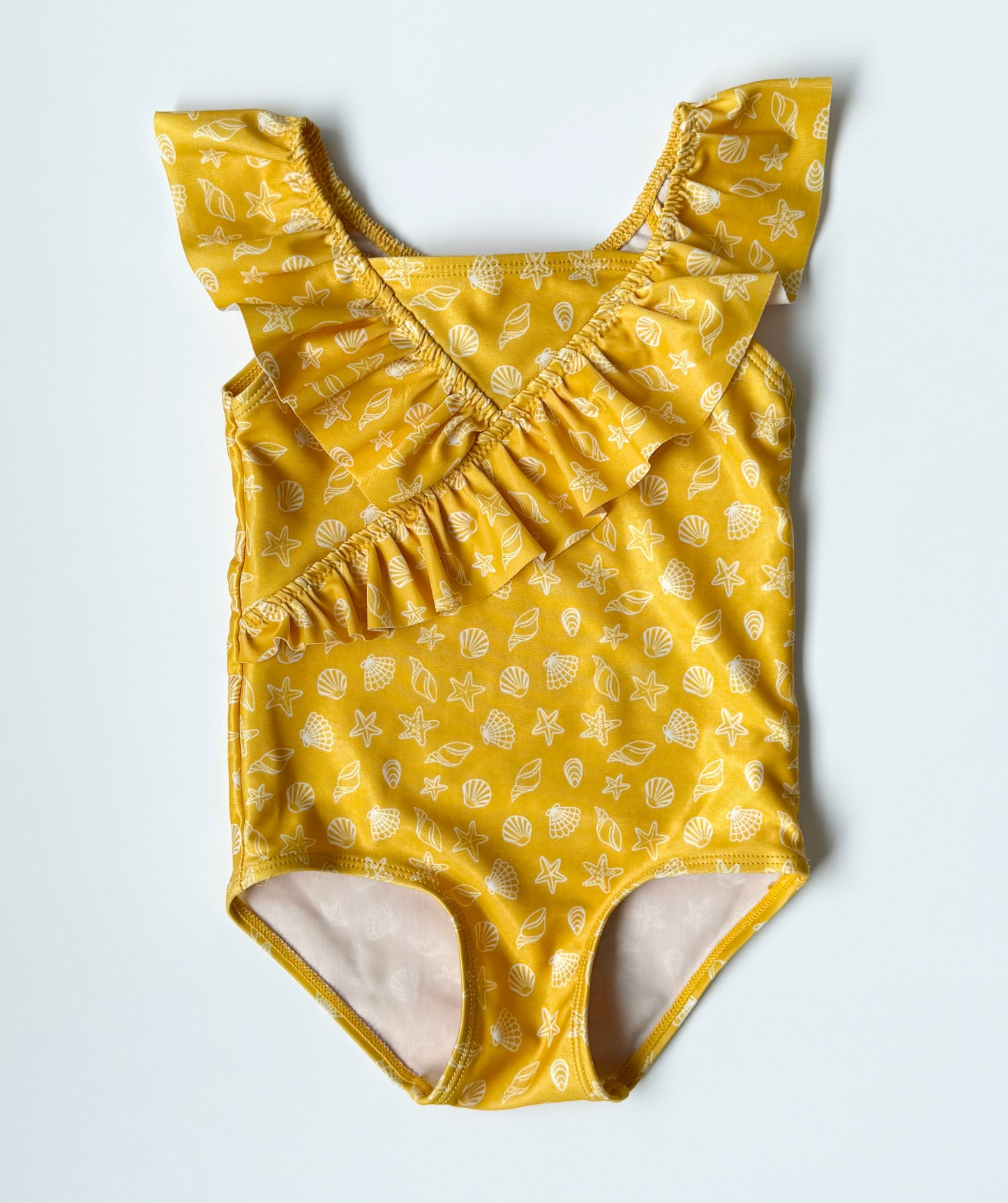 H&M Yellow Seashells Ruffle One Piece Swimsuit (18-24 Months)