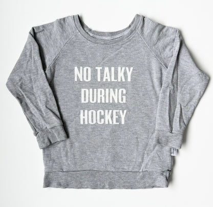 Portage & Main Grey “No Talking During Hockey” Pullover (3/4T)