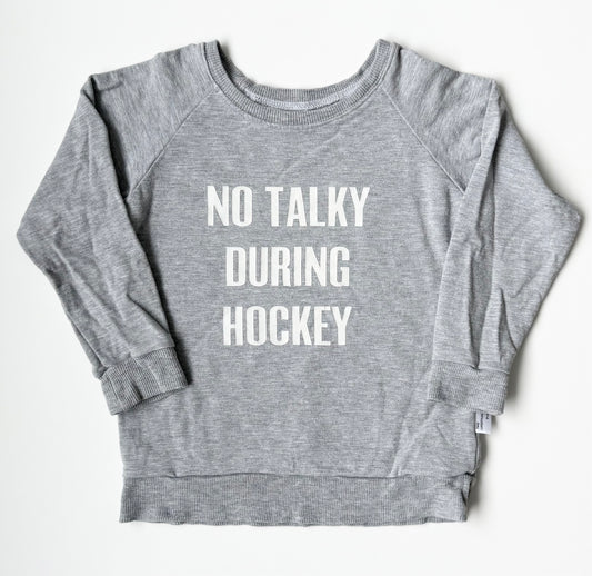 Portage & Main Grey “No Talking During Hockey” Pullover (3/4T)