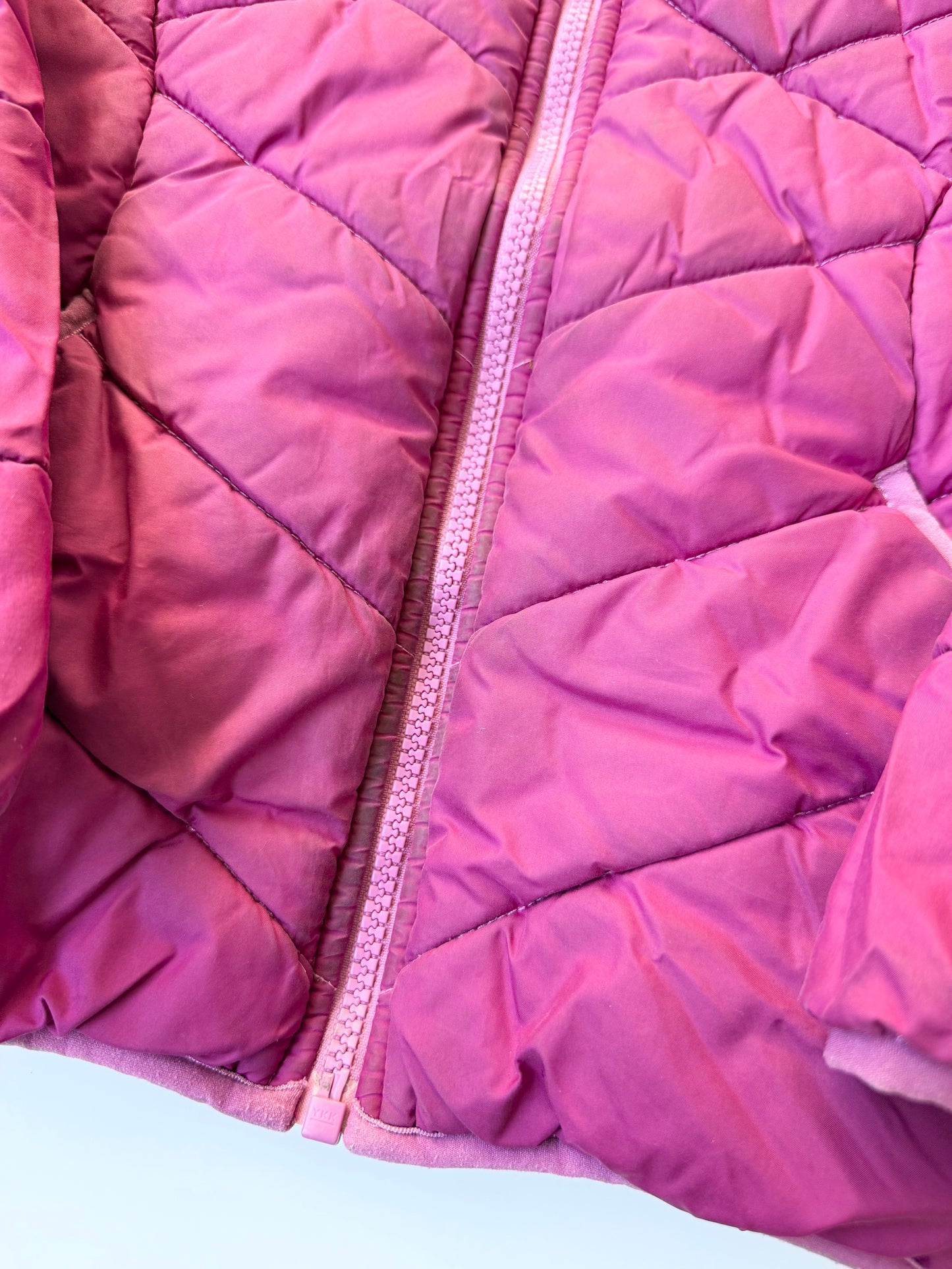 The North Face Perrito Dark Pink & Purple Patterned Reversible Puffer Hooded Jacket (6 Years)