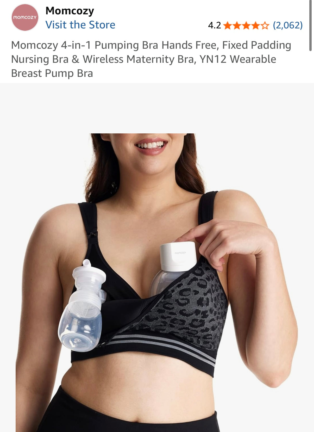 Momcozy Nursing/Pumping Hands-Free Bra in Leopard Smoke (3XL)