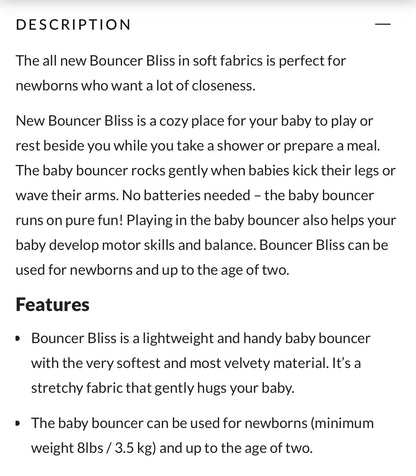 Baby Bjorn Bouncer Bliss 3D Jersey in Light Grey