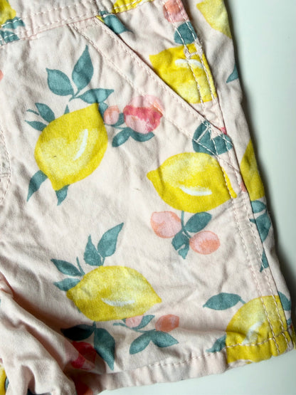 Oshkosh Light Pink Lemons Shorty Overalls (2T)
