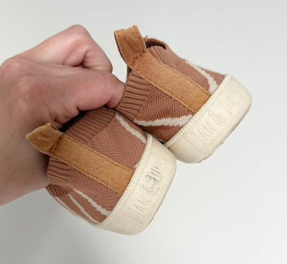 Jan & Jul Dark Orange Striped Knit Slip Ons (11)