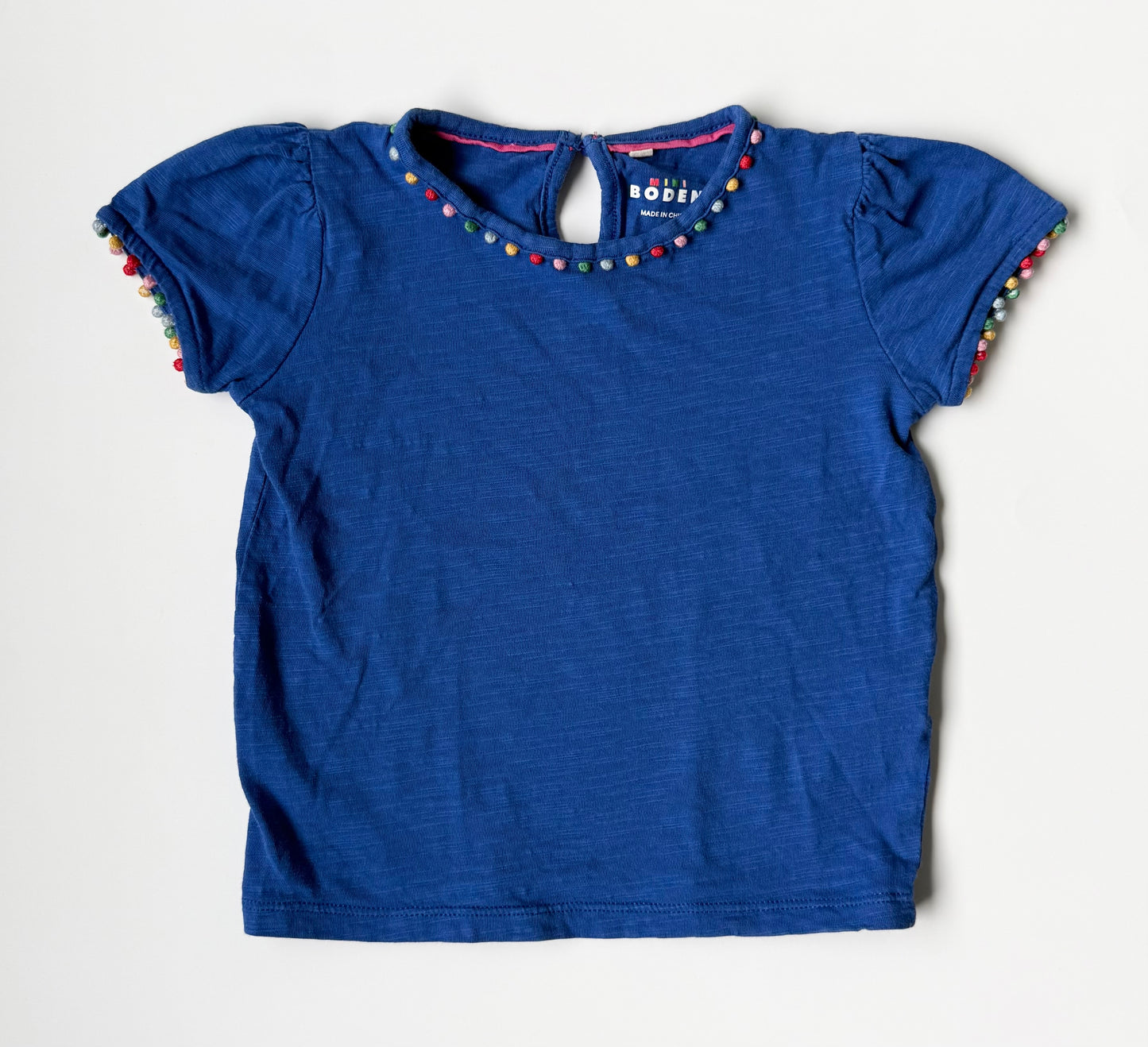 Mini Boden Blue & Colorful Dots T-Shirt (4-5 Years)