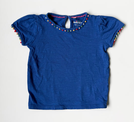 Mini Boden Blue & Colorful Dots T-Shirt (4-5 Years)