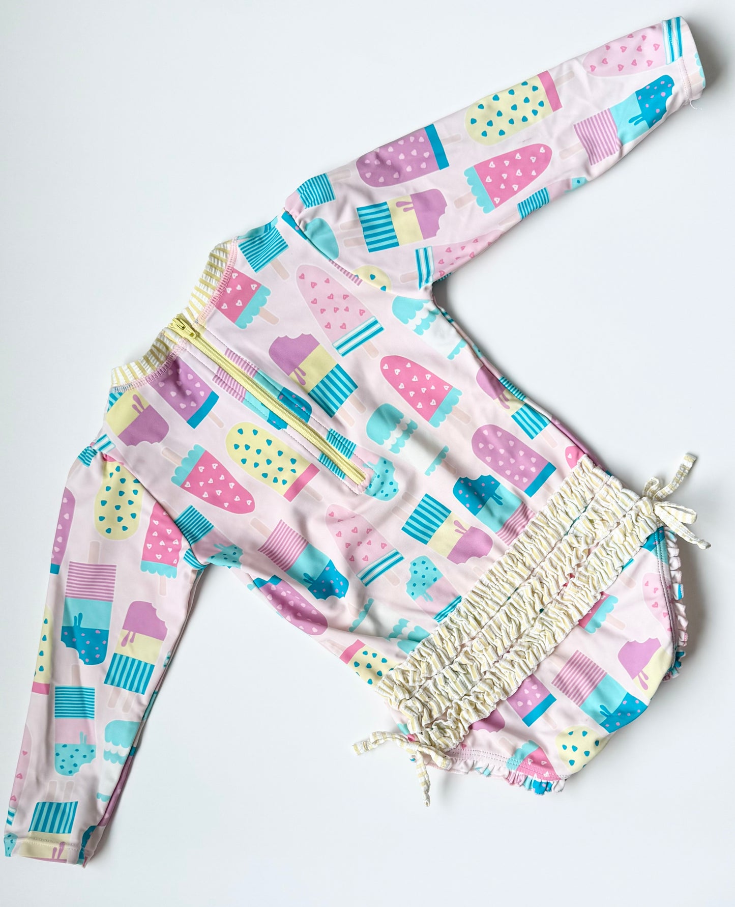Ruffle Butts Pink Popsicle Long Sleeve One Piece Swimsuit (2T)