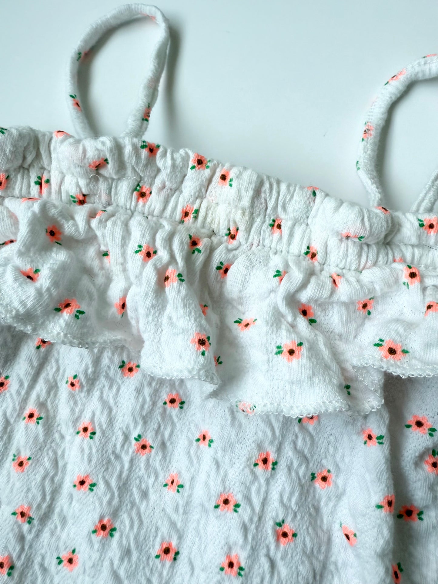 Zara White & Neon Flowers Flowy Tank Top (3-4 Years)