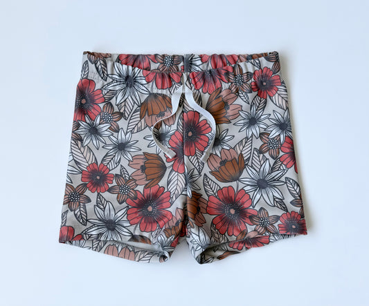 Imagine Perry Antique Orange Floral Swim Shorts (3/4 Years)