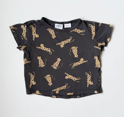 Zara Dark Grey Cheetah T-Shirt (9-12 Months)