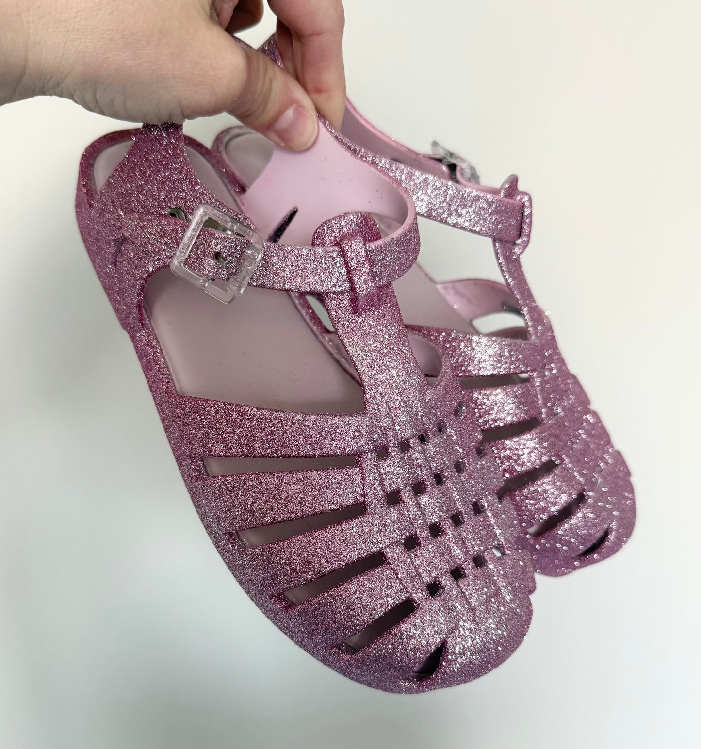 Mini Melissa Possession Pink Glitter Sandals (Kids 3)