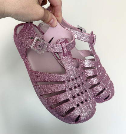 Mini Melissa Possession Pink Glitter Sandals (Kids 3)