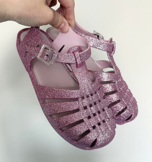 Mini Melissa Possession Pink Glitter Sandals (Kids 3)