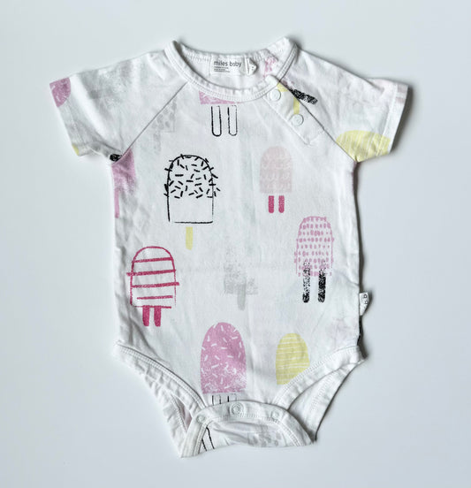 Miles the Label White Ice Cream Short Sleeve Bodysuit (6 Months)
