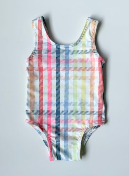 Old Navy Pastel Plaid One Piece Swimsuit (3-6 Months)
