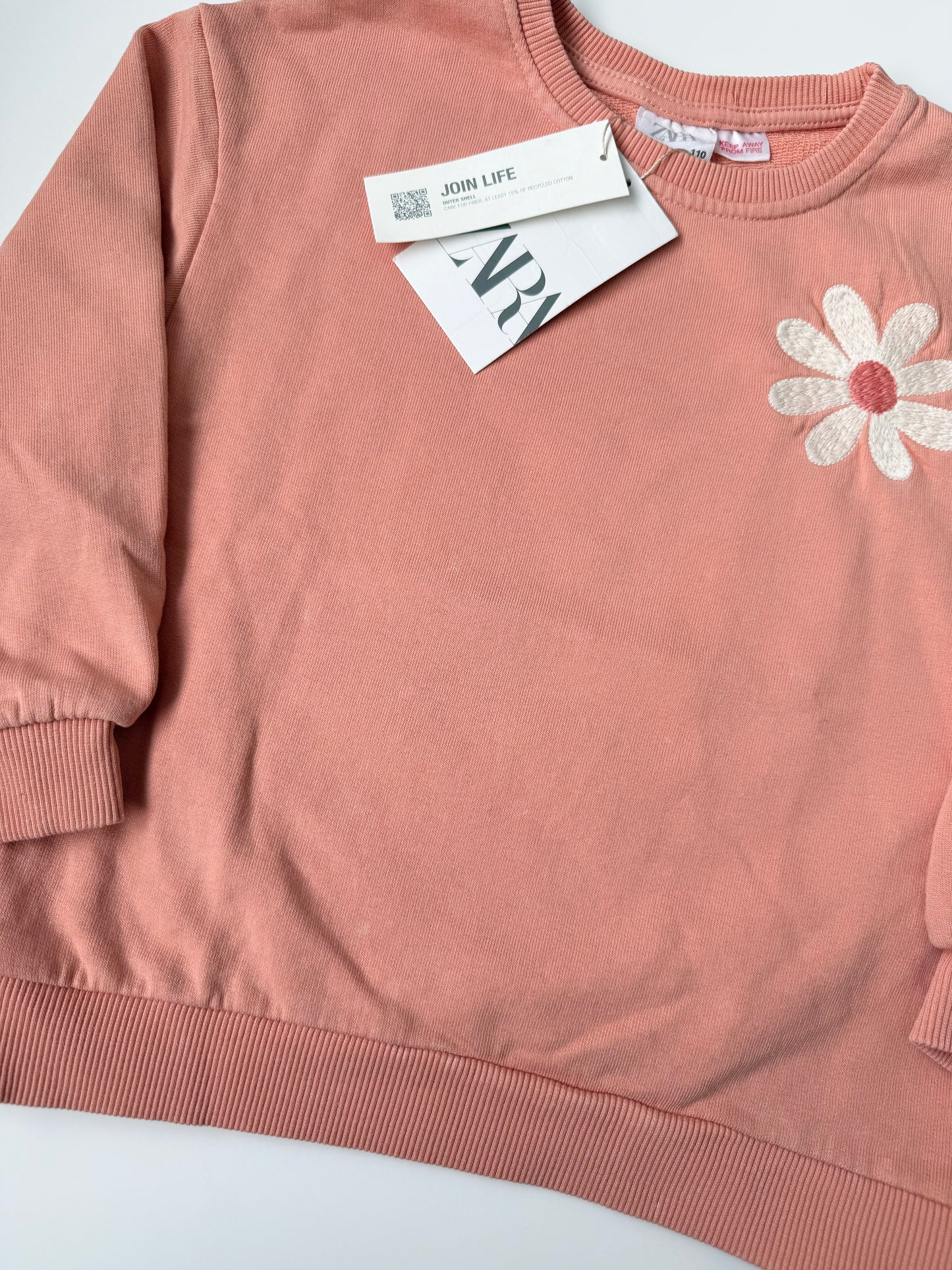 Zara Pink Daisy “Choose Fun” Crewneck Sweater - New (4-5 Years)
