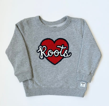 Roots Kids Grey & Fuzzy Heart Pullover Sweater (3T)