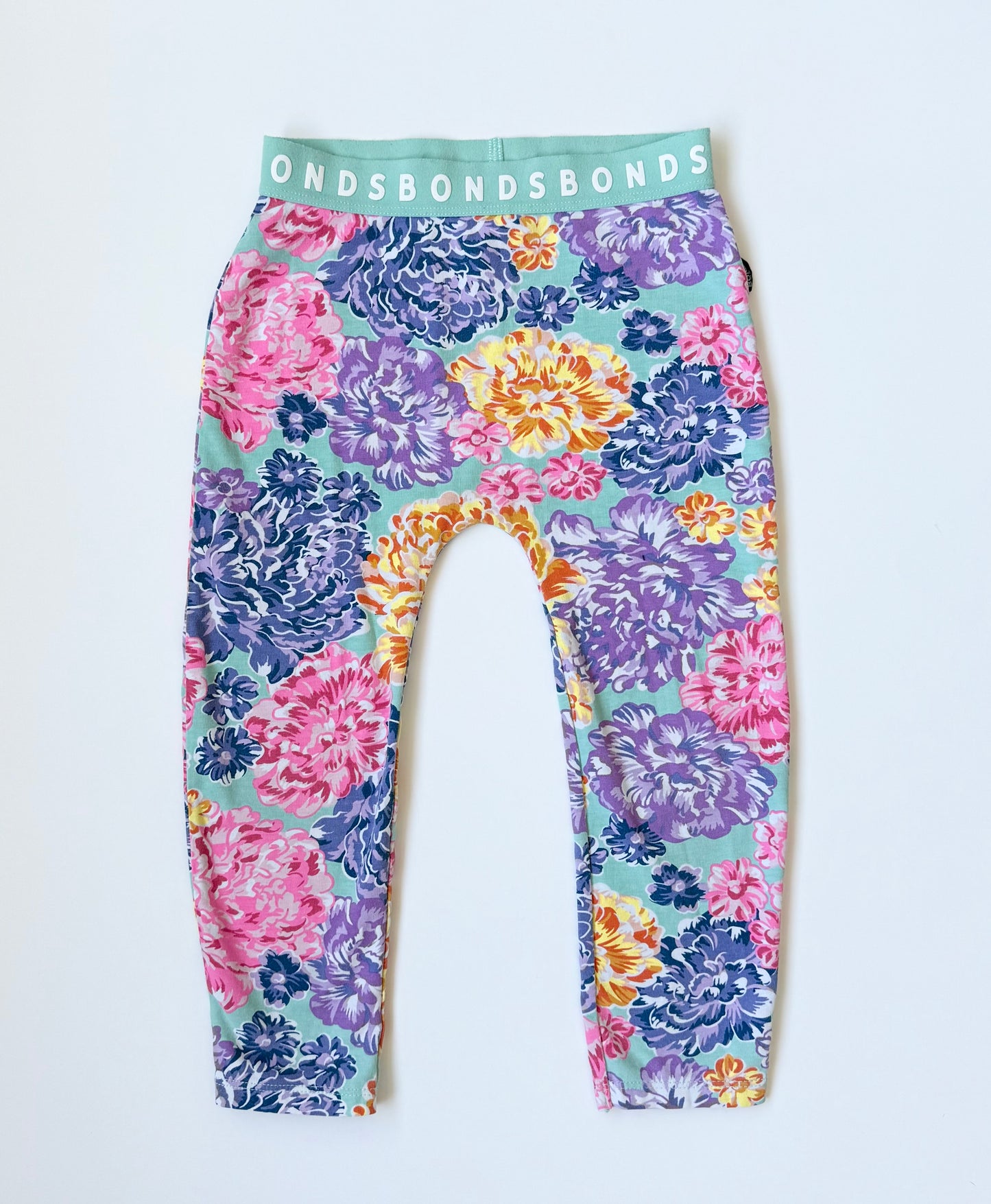 Bonds Light Blue & Colorful Floral Leggings (3T)