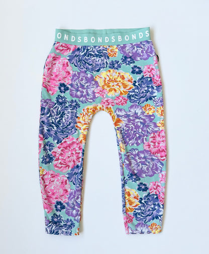 Bonds Light Blue & Colorful Floral Leggings (3T)