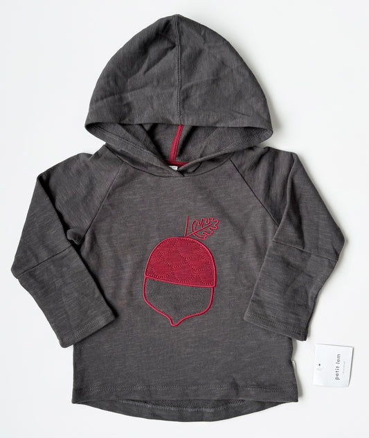 Petit Lem Dark Grey Acorn Hoodie - New (24 Months)