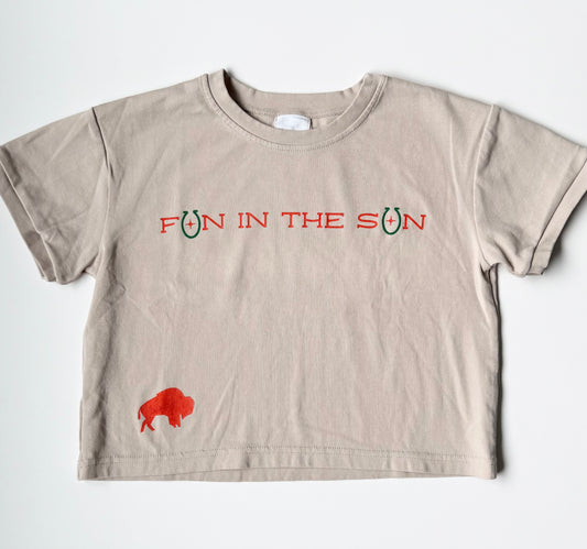 Kindly Tan “Fun In The Sun” Cowboy Cropped T-Shirt (2 Years)
