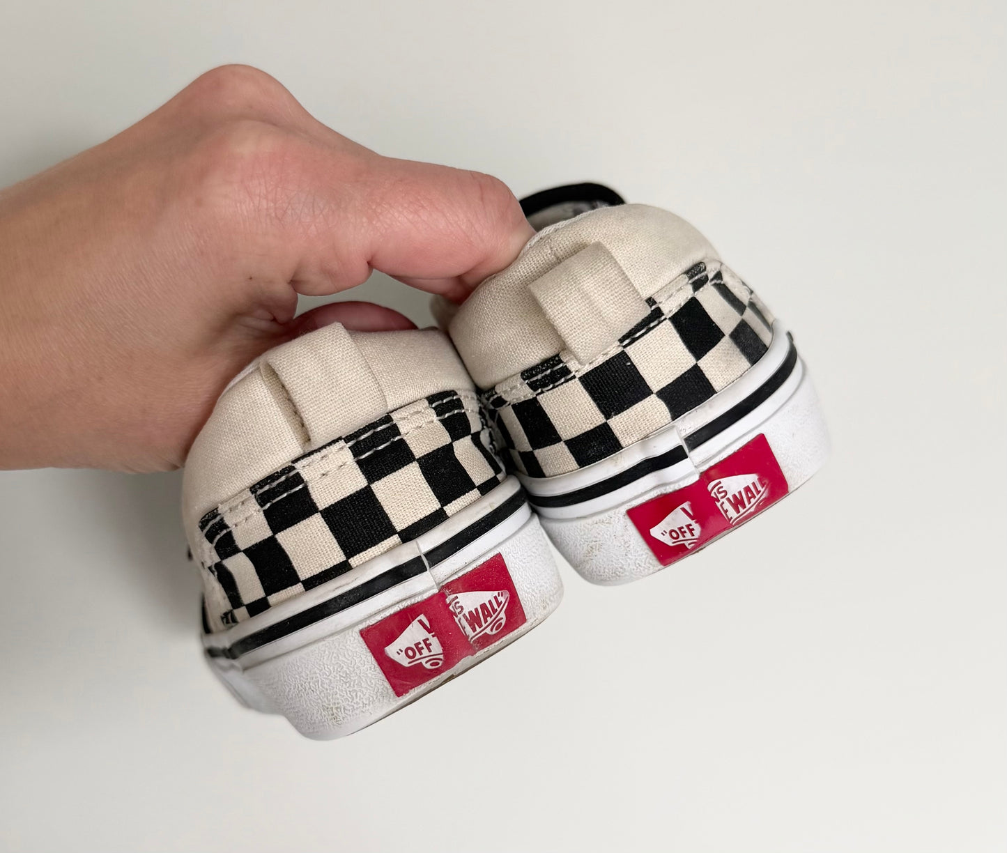 Vans Black & White Checkered Slip On Sneakers (Youth 1)