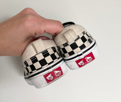 Vans Black & White Checkered Slip On Sneakers (Youth 1)